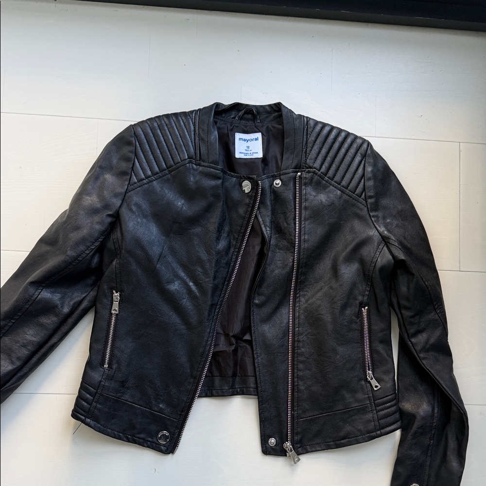 Mayoral Kids Black size 12 Faux Leather Jacket